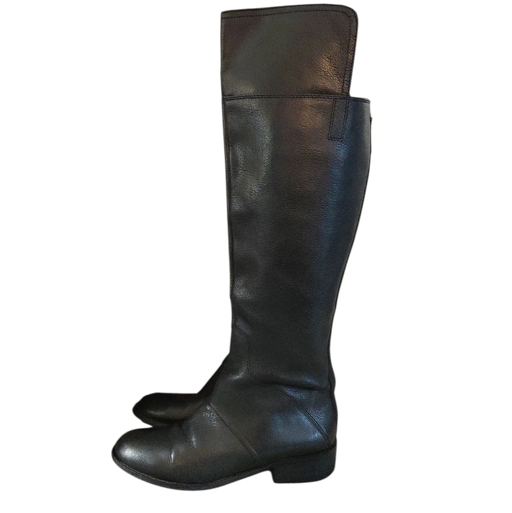 Nine West Black Over The Knee Leather Riding Boots 8 M